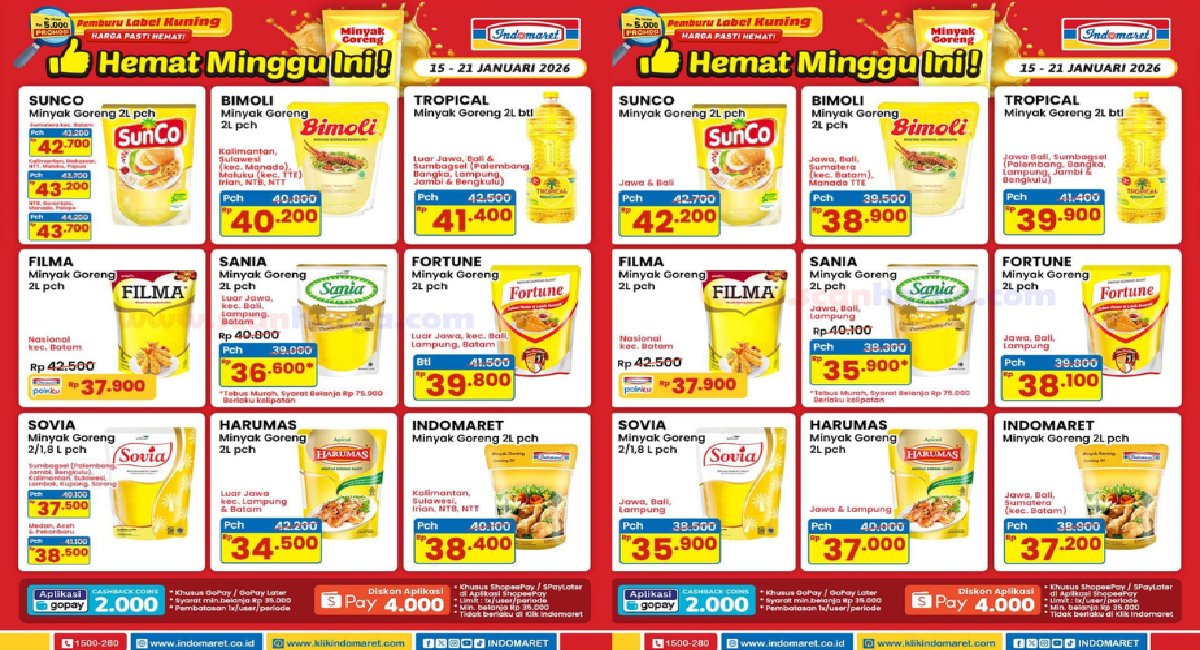 Promo Terbaru Indomaret Terbaru : Minyak Goreng 2L Serba Rp 30 Ribuan