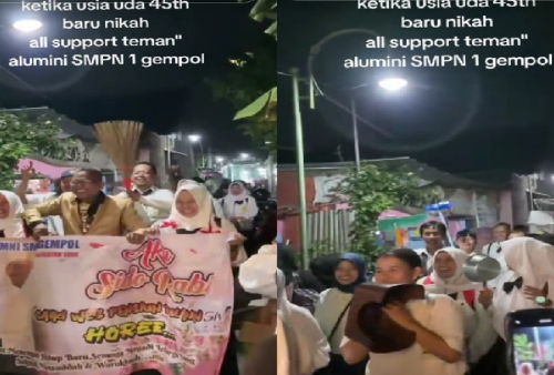 Viral Pernikahan Pria 45 Tahun Diarak Teman SMP: Kompak Gunakan Seragam Sekolah Putih Biru