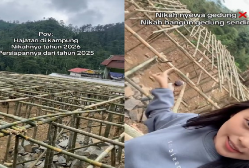 Bukan Nyewa Lahan, Pengantin Ini Viral Bangun 'Gedung' Nikah Sendiri dari Bambu